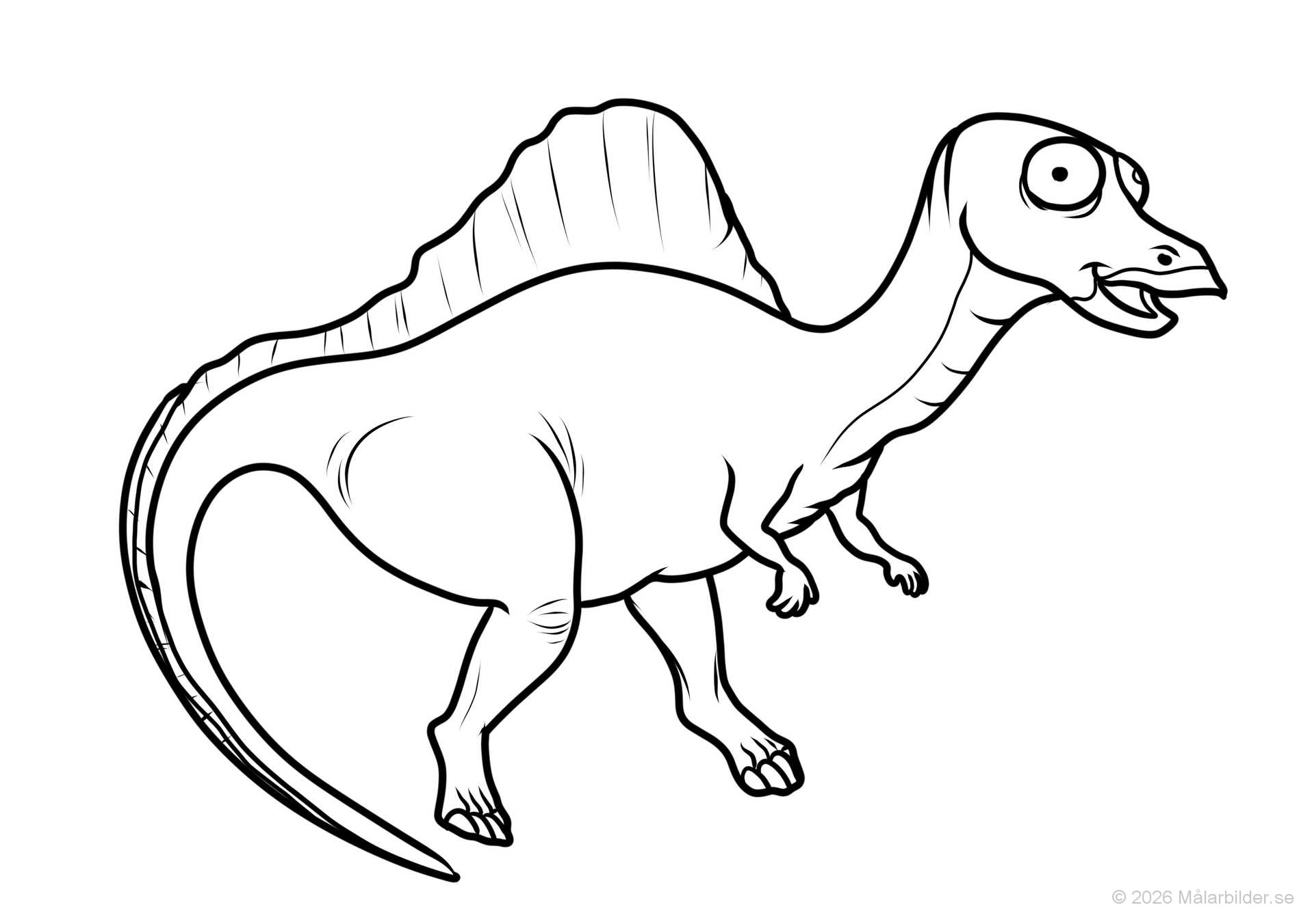 Vänlig Spinosaurus-dinosaurie på äventyr