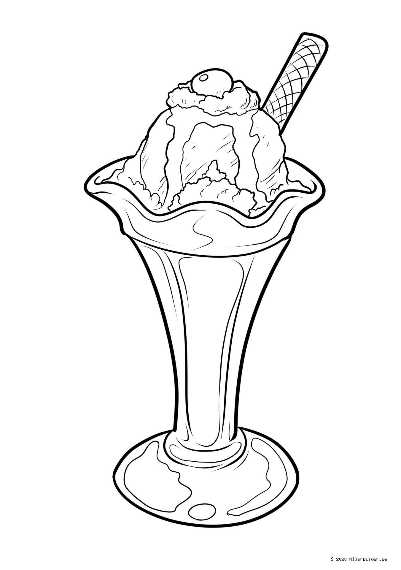 Njut av en söt godsak med denna målarbild av en glass-sundae, komplett med ett körsbär på toppen och en krispig rånpinne för kreativt skoj.