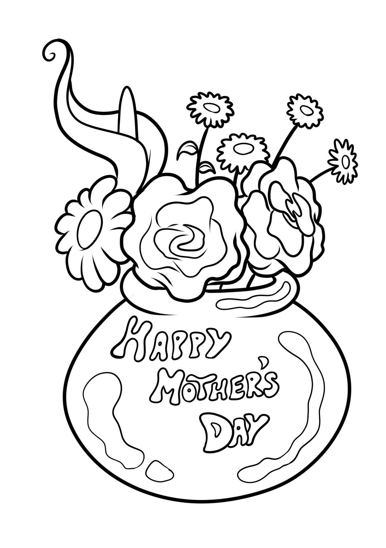 Denna fina målarbild till Mors dag visar en blommande bukett i en personlig vas, perfekt för att visa uppskattning genom kreativ konst.
