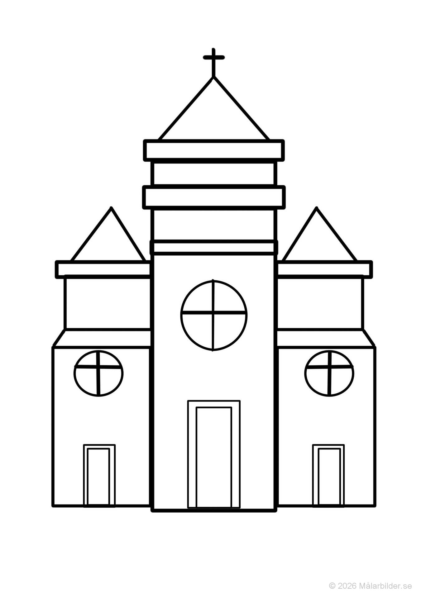 Utforska arkitektur med vår fridfulla kyrka att färglägga. Med höga spiror och runda fönster blir det en avkopplande och lärorik aktivitet för barn.