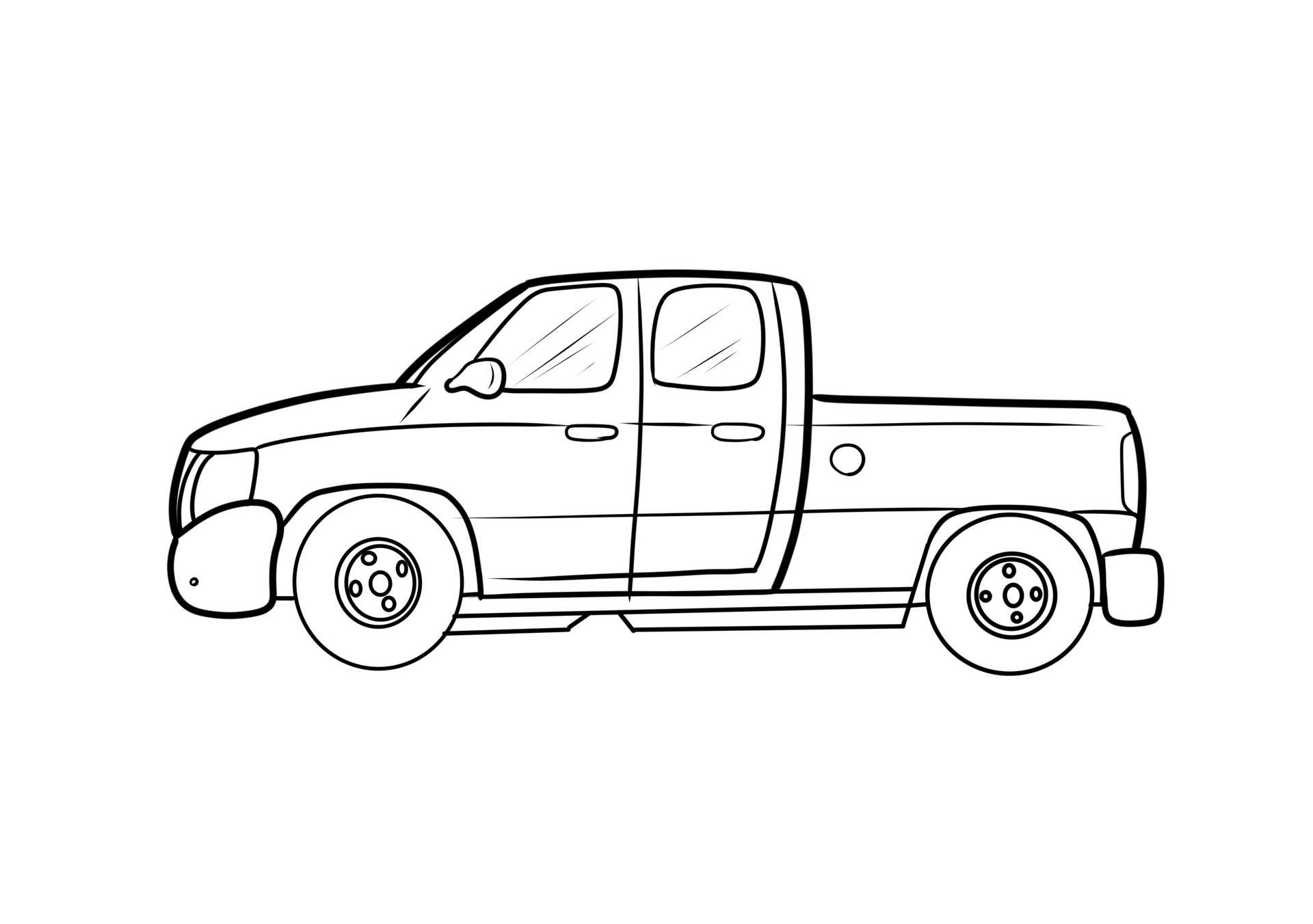 Denna målarbild föreställer en detaljerad pickup, perfekt för unga fans av fordon och tunga maskiner.