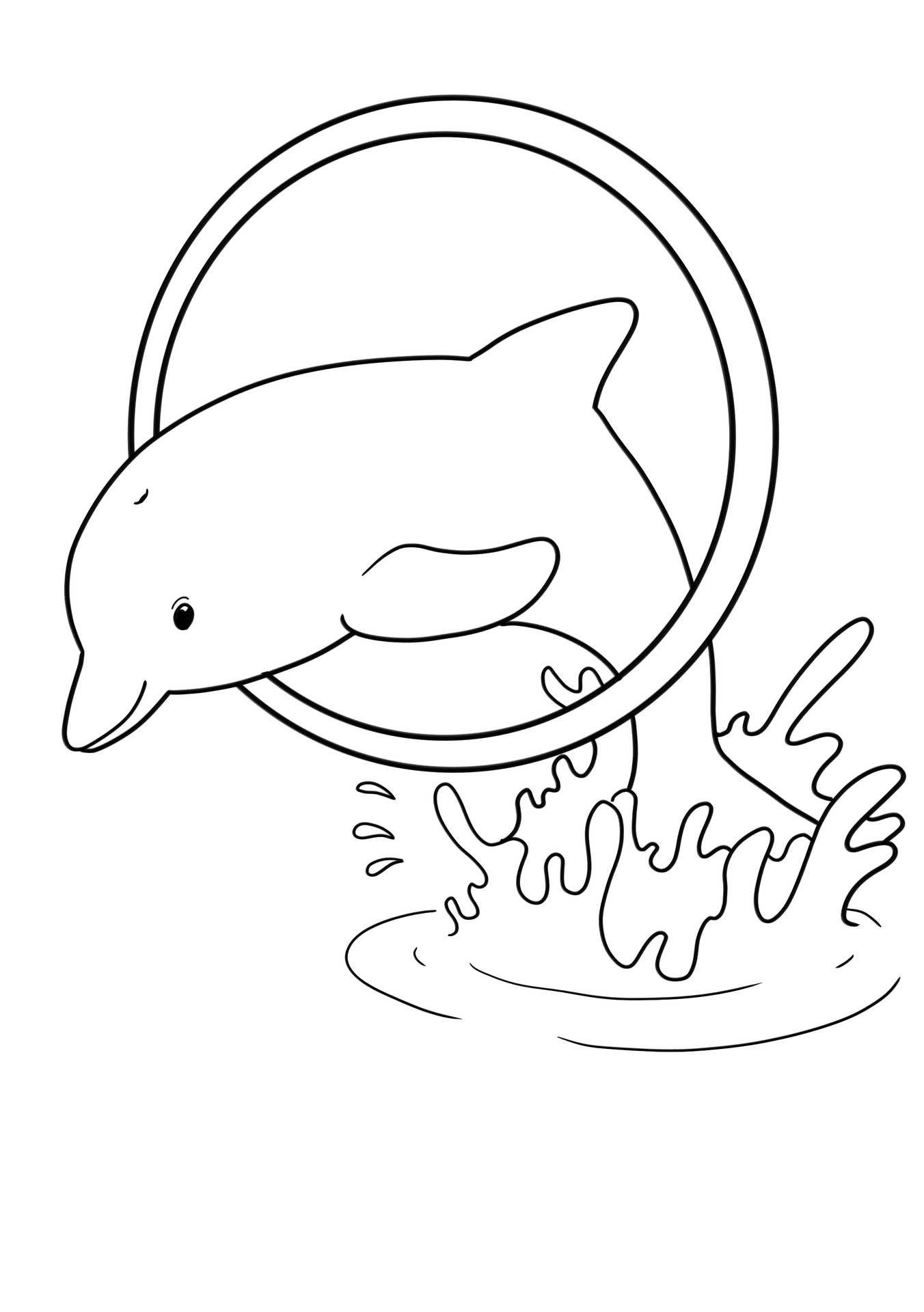 Denna bild med en delfin som hoppar genom en ring visar ett roligt sätt för barn att utforska havsliv och cirkuskonster.